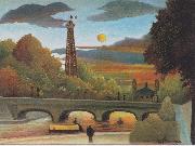 Henri Rousseau Seine and Eiffel-tower in the sunset painting